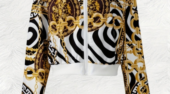 NWOT Classic Vibrant Allover Chain Geo Print  Bomber Jacket Women's Size XXL - Picture 6 of 7